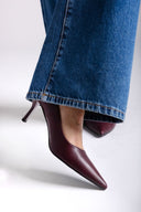 Pointed Toe Pumps Stiletto Heel - Bordeaux Matte - thefashionproject.gr - Stephan