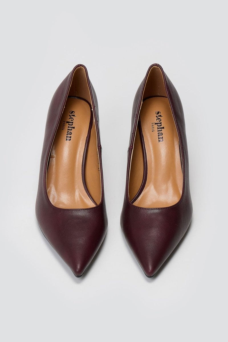 Pointed Toe Pumps Stiletto Heel - Bordeaux Matte - thefashionproject.gr - Stephan