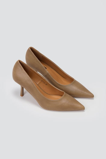 Pointed Toe Pumps Stiletto Heel - Taupe Matte - thefashionproject.gr - Stephan
