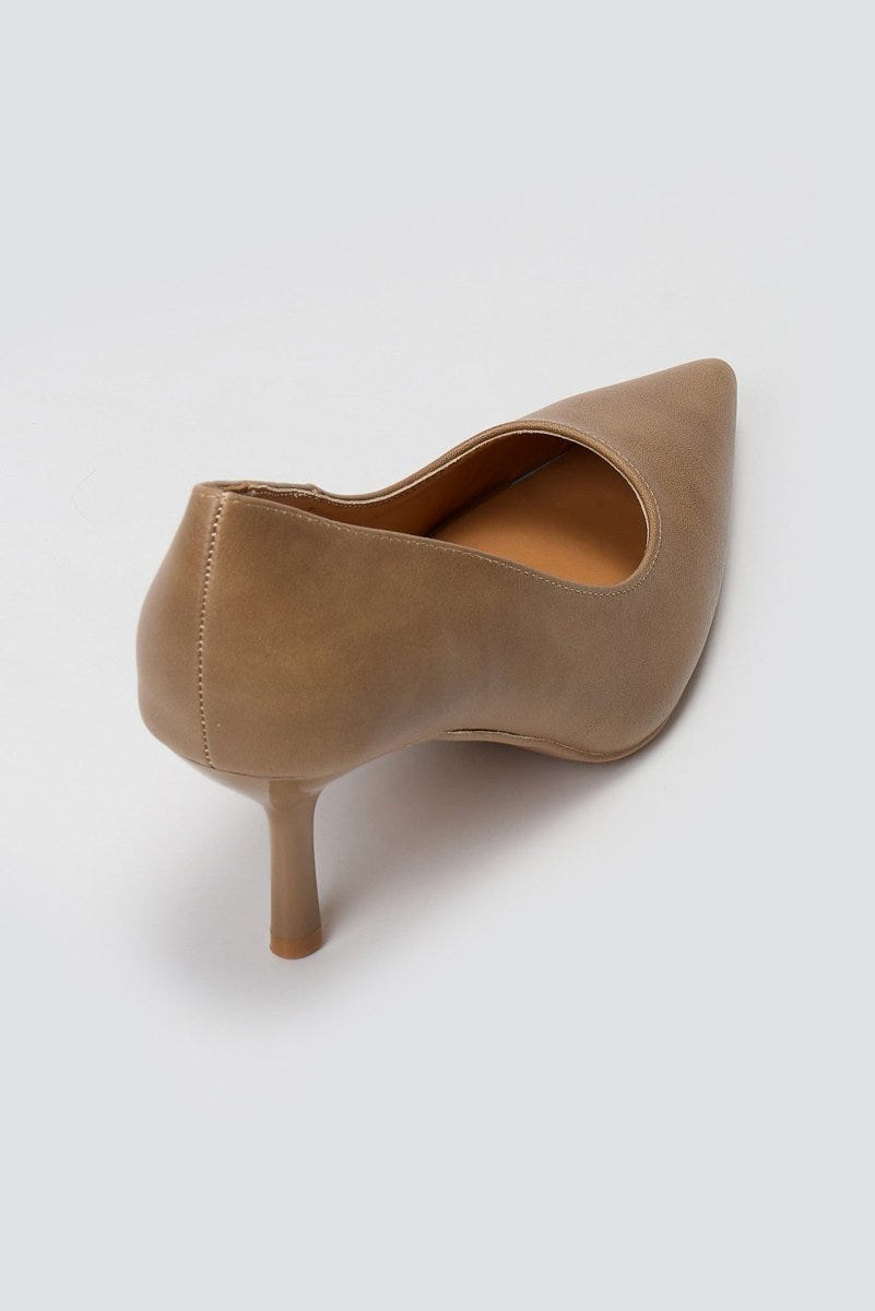 Pointed Toe Pumps Stiletto Heel - Taupe Matte - thefashionproject.gr - Stephan