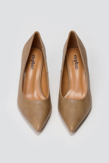 Pointed Toe Pumps Stiletto Heel - Taupe Matte - thefashionproject.gr - Stephan