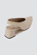 CORINA - Pointed Toe Slingback Pumps - Beige Crinkled Patent
