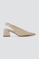 CORINA - Pointed Toe Slingback Pumps - Beige Crinkled Patent