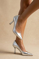 TFP - Pointed Toe Stiletto Pumps - Silver Metallic