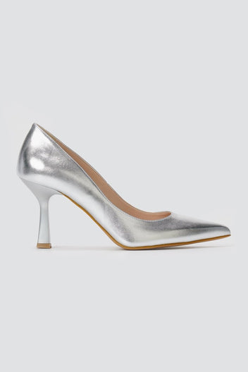 TFP - Pointed Toe Stiletto Pumps - Silver Metallic