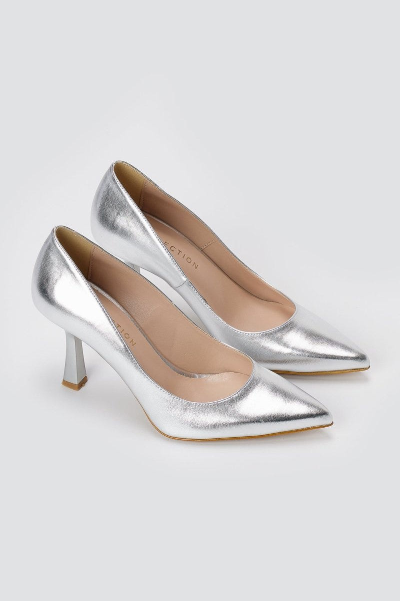 TFP - Pointed Toe Stiletto Pumps - Silver Metallic