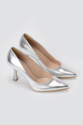 TFP - Pointed Toe Stiletto Pumps - Silver Metallic