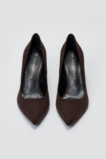 Pointed Toe Stiletto Pumps TFP - Brown Suede - thefashionproject.gr - TFP