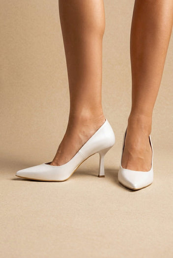 TFP - Pointed Toe Stiletto Pumps - White Pearl