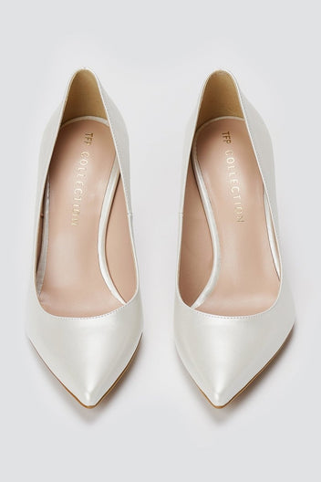 TFP - Pointed Toe Stiletto Pumps - White Pearl