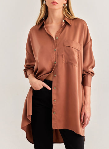 Πουκάμισο σατέν oversize ONLY 15244484