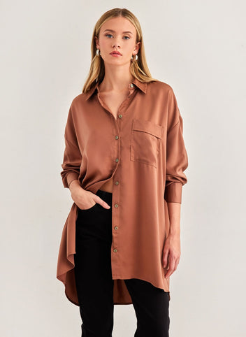 Πουκάμισο σατέν oversize ONLY 15244484