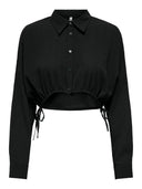 Πουκάμισο crop με κορδόνια ONLY 15317827 - Μαύρο - thefashionproject.gr - ONLY
