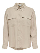 Πουκάμισο με λινό ONLY 15278795 - Μπεζ - thefashionproject.gr - ONLY