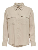 Πουκάμισο με λινό ONLY 15278795 - Μπεζ - thefashionproject.gr - ONLY