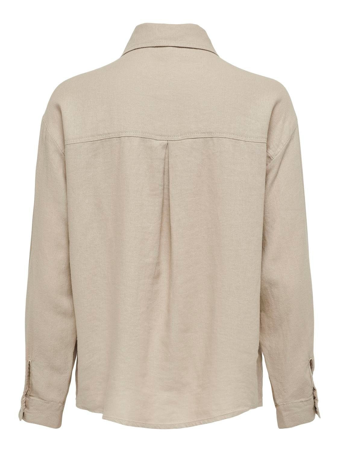 Πουκάμισο με λινό ONLY 15278795 - Μπεζ - thefashionproject.gr - ONLY