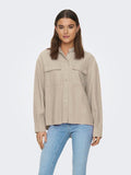 Πουκάμισο με λινό ONLY 15278795 - Μπεζ - thefashionproject.gr - ONLY