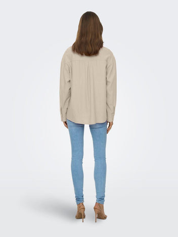 Πουκάμισο με λινό ONLY 15278795 - Μπεζ - thefashionproject.gr - ONLY