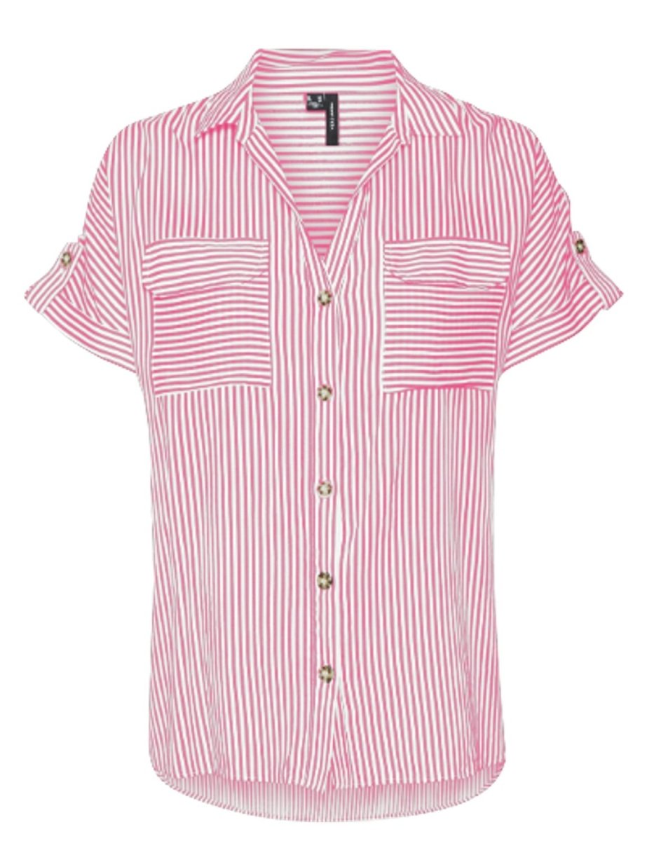 Πουκάμισο με ρίγες Vero Moda 10310139 - Λευκό/Ροζ - thefashionproject.gr - VERO MODA