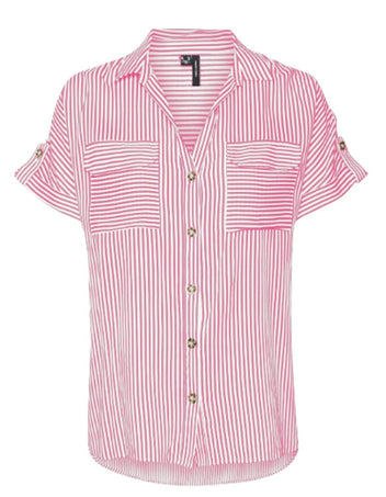 Πουκάμισο με ρίγες Vero Moda 10310139 - Λευκό/Ροζ - thefashionproject.gr - VERO MODA