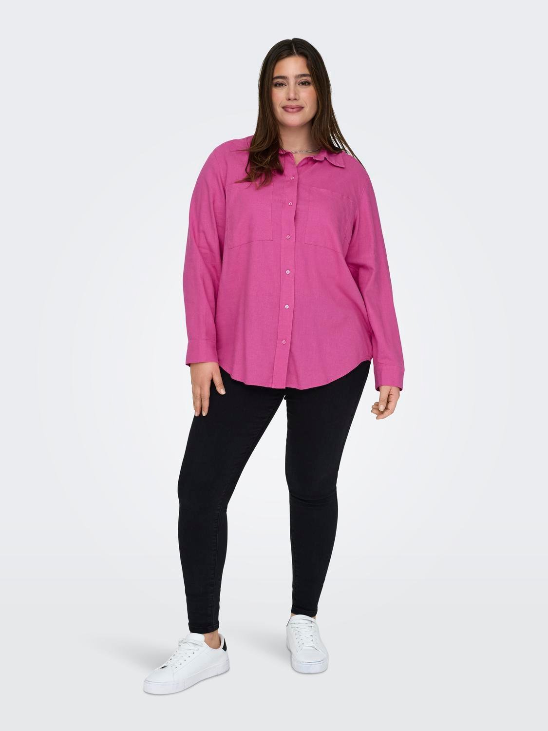 Πουκάμισο plus size με λινό CARMAKOMA 15281041 - Φούξια - thefashionproject.gr - CARMAKOMA