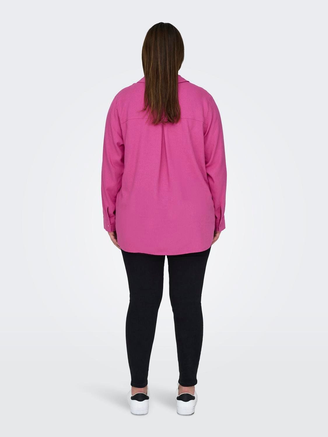 Πουκάμισο plus size με λινό CARMAKOMA 15281041 - Φούξια - thefashionproject.gr - CARMAKOMA