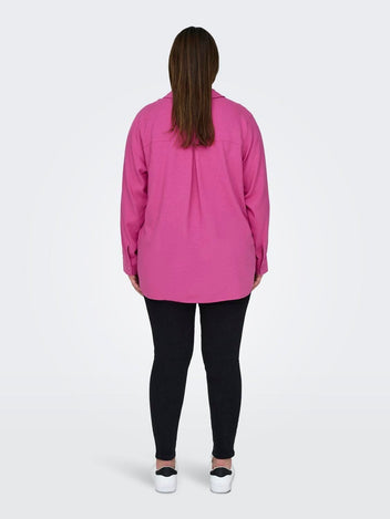Πουκάμισο plus size με λινό CARMAKOMA 15281041 - Φούξια - thefashionproject.gr - CARMAKOMA