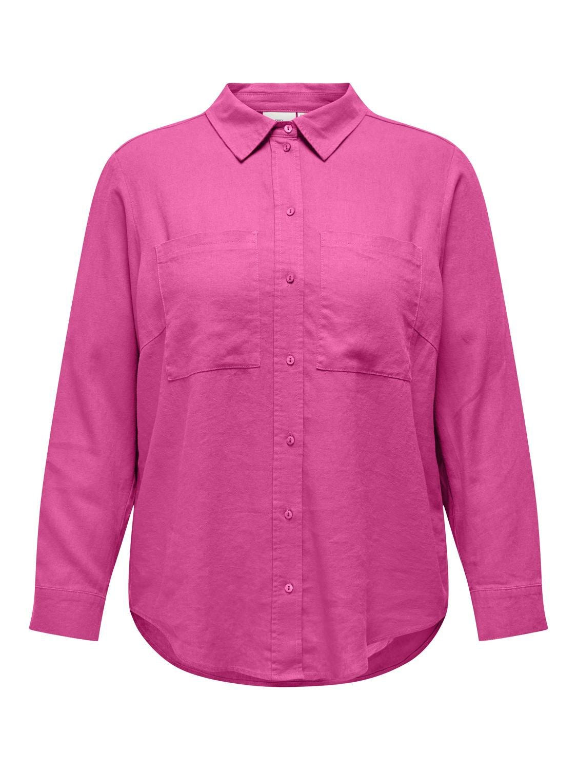 Πουκάμισο plus size με λινό CARMAKOMA 15281041 - Φούξια - thefashionproject.gr - CARMAKOMA