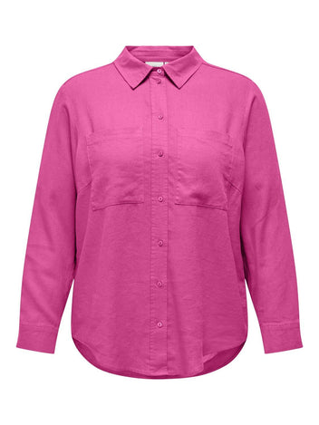 Πουκάμισο plus size με λινό CARMAKOMA 15281041 - Φούξια - thefashionproject.gr - CARMAKOMA