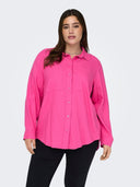 Πουκάμισο plus size με λινό CARMAKOMA 15281041 - Φούξια - thefashionproject.gr - CARMAKOMA