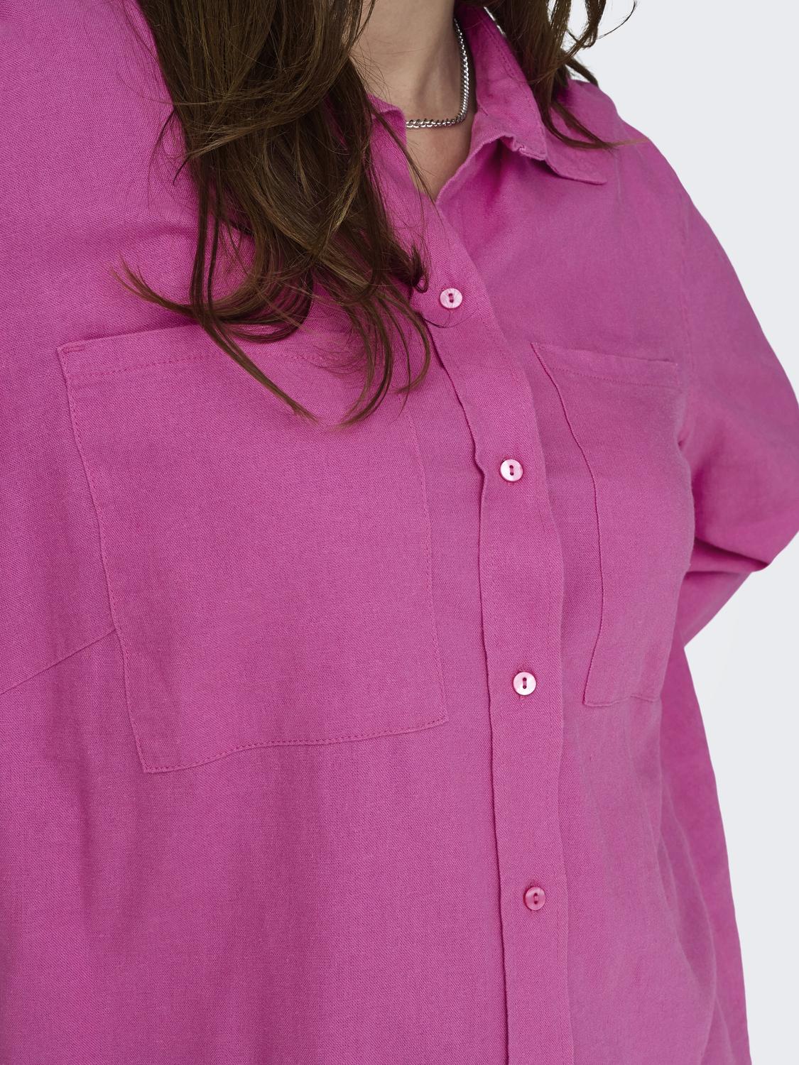 Πουκάμισο plus size με λινό CARMAKOMA 15281041 - Φούξια - thefashionproject.gr - CARMAKOMA