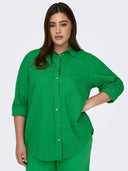 Πουκάμισο plus size με λινό CARMAKOMA 15281041 - Πράσινο - thefashionproject.gr - CARMAKOMA