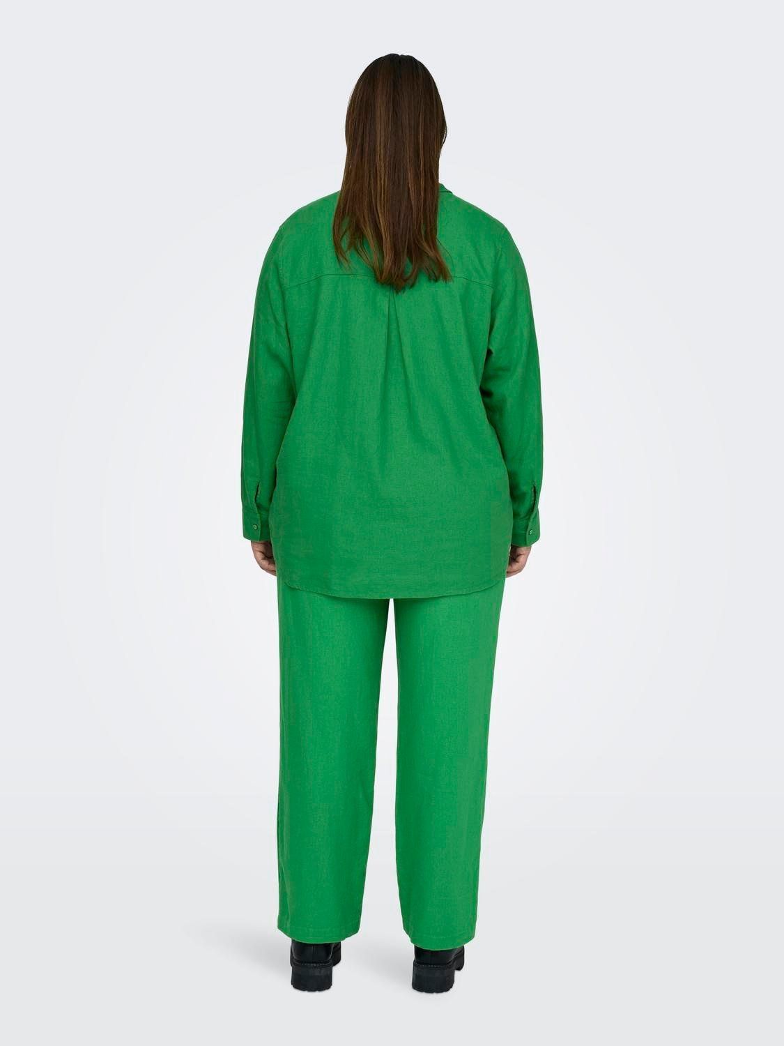 Πουκάμισο plus size με λινό CARMAKOMA 15281041 - Πράσινο - thefashionproject.gr - CARMAKOMA