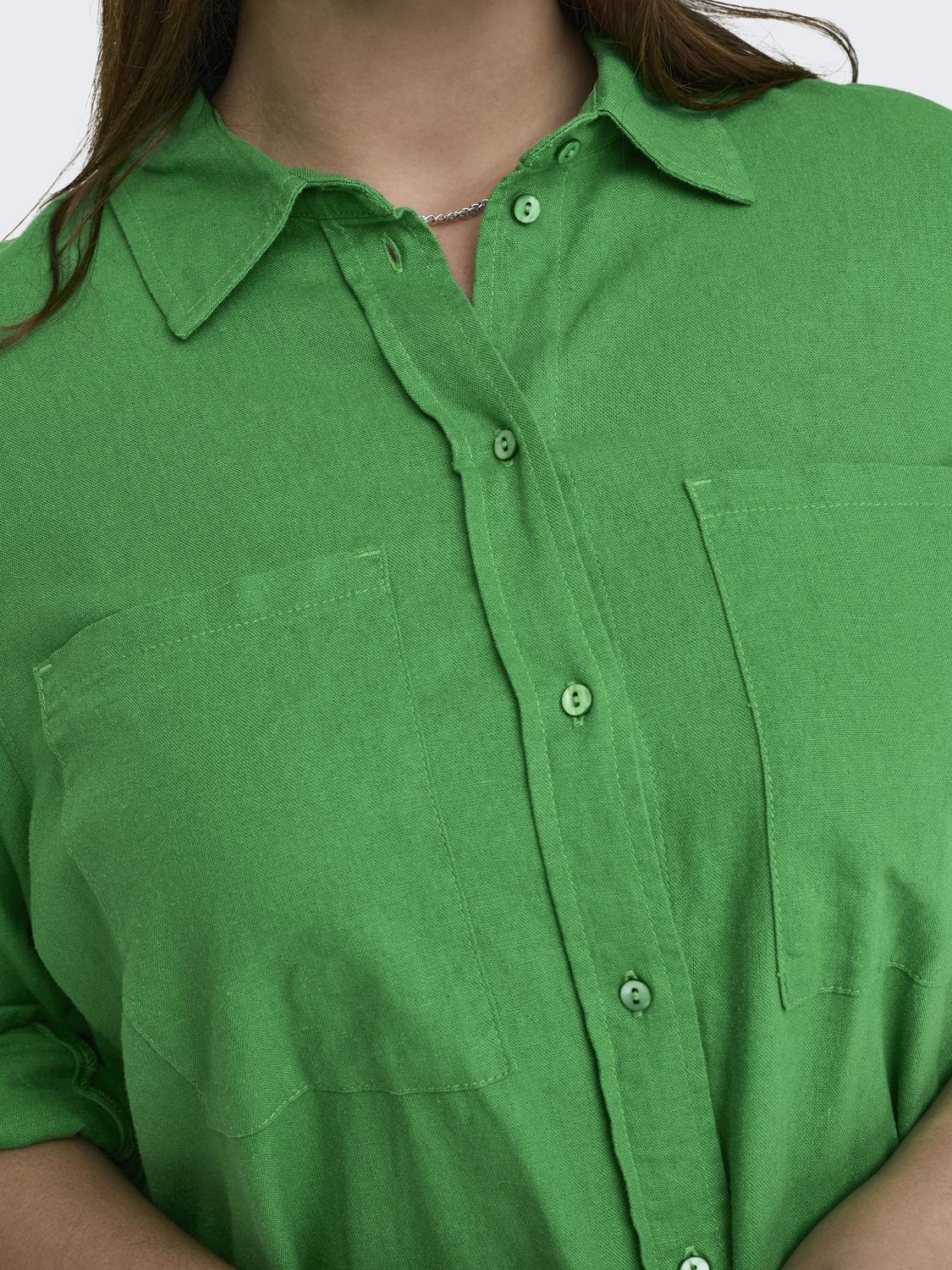 Πουκάμισο plus size με λινό CARMAKOMA 15281041 - Πράσινο - thefashionproject.gr - CARMAKOMA
