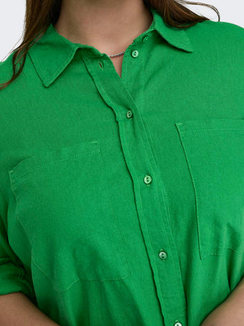 Πουκάμισο plus size με λινό CARMAKOMA 15281041 - Πράσινο - thefashionproject.gr - CARMAKOMA