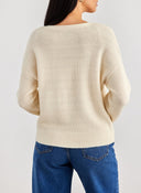 Πουλόβερ crop με v cut λαιμόκοψη ONLY 15294086 - Μπεζ - thefashionproject.gr - ONLY