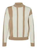 Πουλόβερ με φαρδιές ρίγες Vero Moda 10311357 - Μπεζ - thefashionproject.gr - VERO MODA