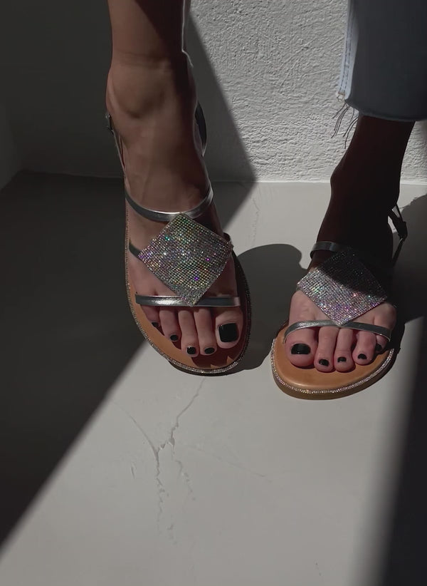 Σανδάλια δερμάτινα με στρας Iris Sandals