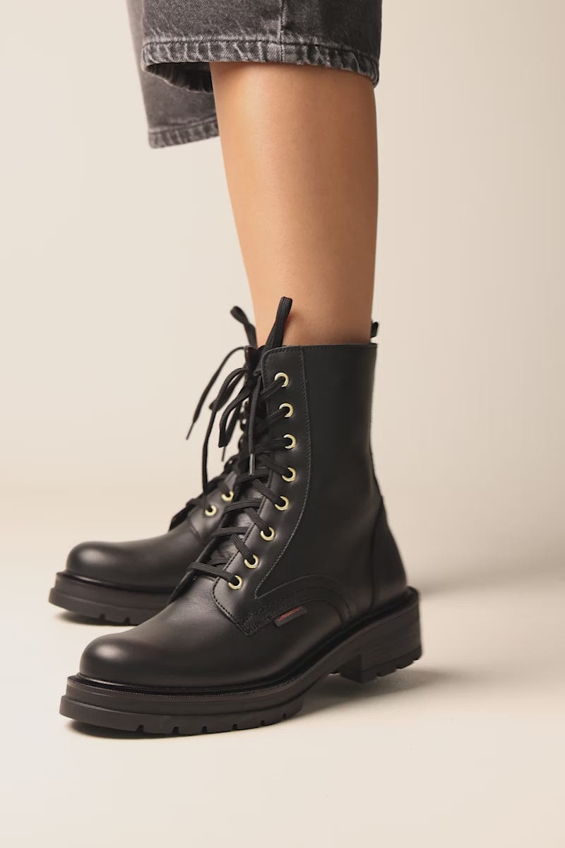 Lug Sole Combat Boots - Black Matte