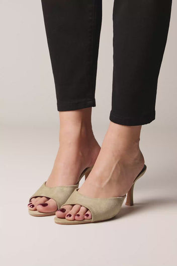 Stiletto Mules - Olive Suede
