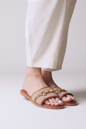 Comfort Sandals - Tan Raffia