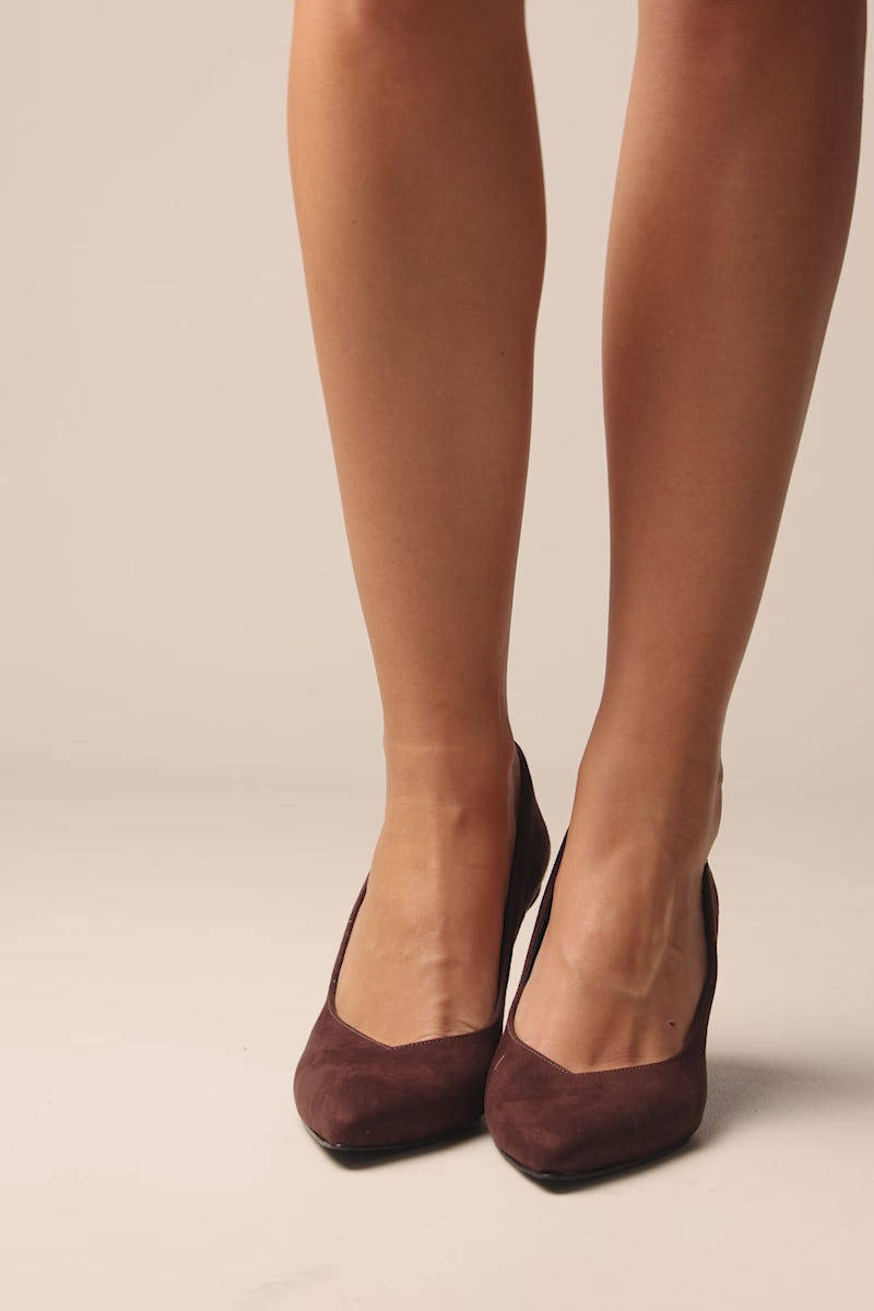 Stiletto Pumps Pointed Toe - Brown Suede
