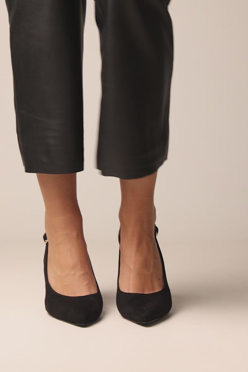 Slingback Pumps Pointed Toe - Black Suede