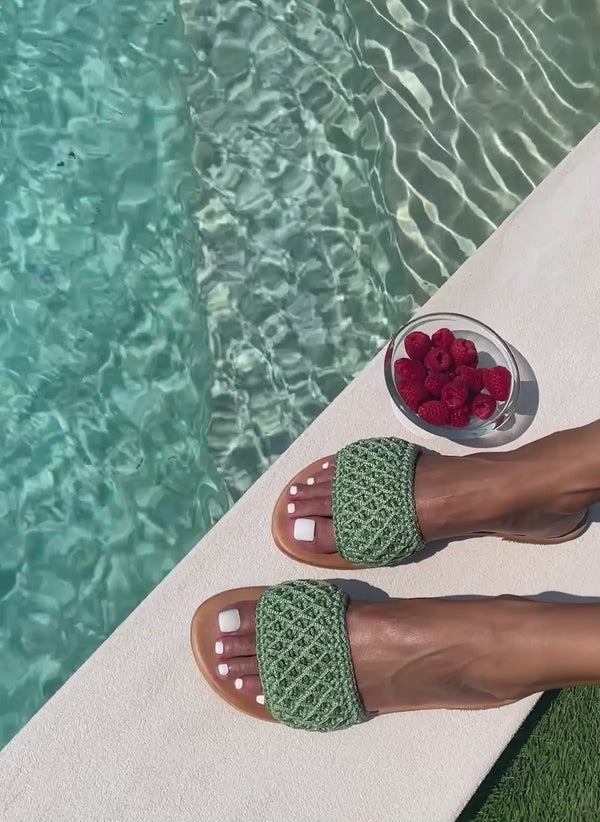 Σανδάλια δερμάτινα με crochet φάσα Iris Sandals