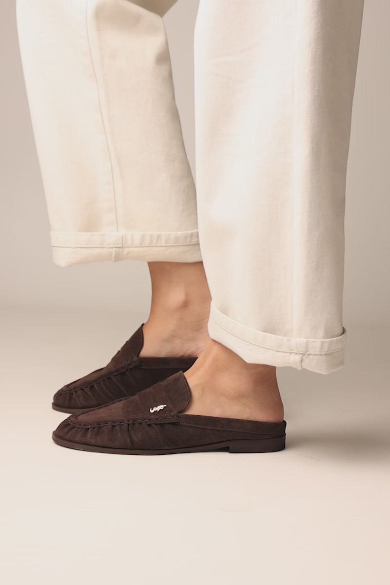 Mules Penny Loafer - Brown Suede