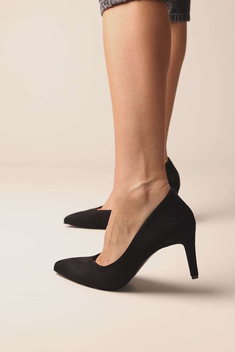 Stiletto Pumps Pointed Toe - Black Suede