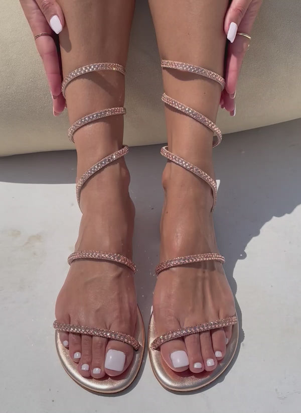 Σανδάλια δερμάτινα με κρύσταλλα Iris Sandals
