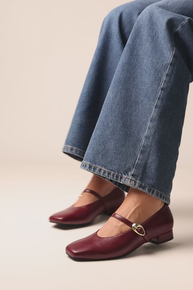 Mary Jane Flats Square Toe - Bordeaux Matte