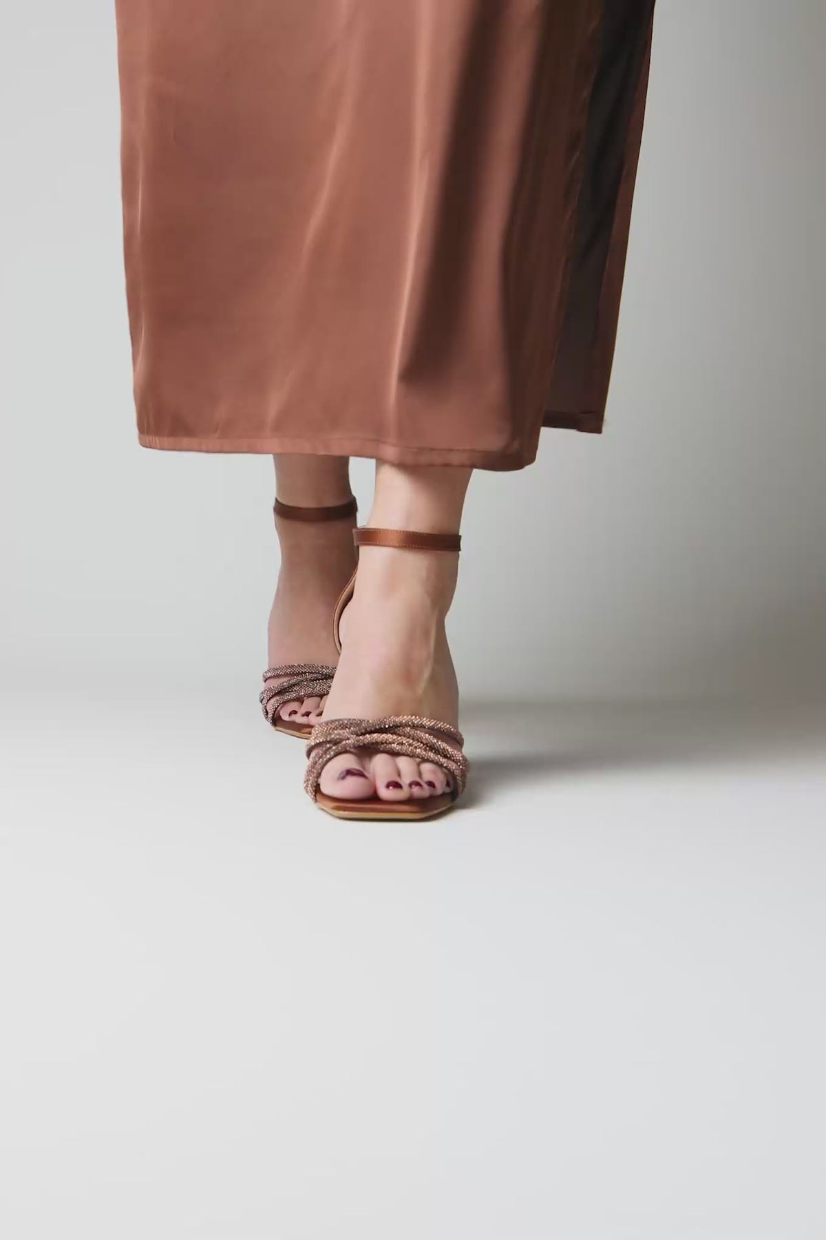 block tacco Sandali - Marrone Satin