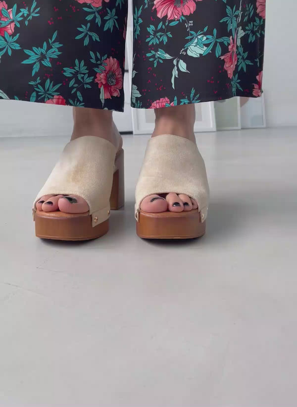 Clogs suede με χρυσά τρουκς Erynn